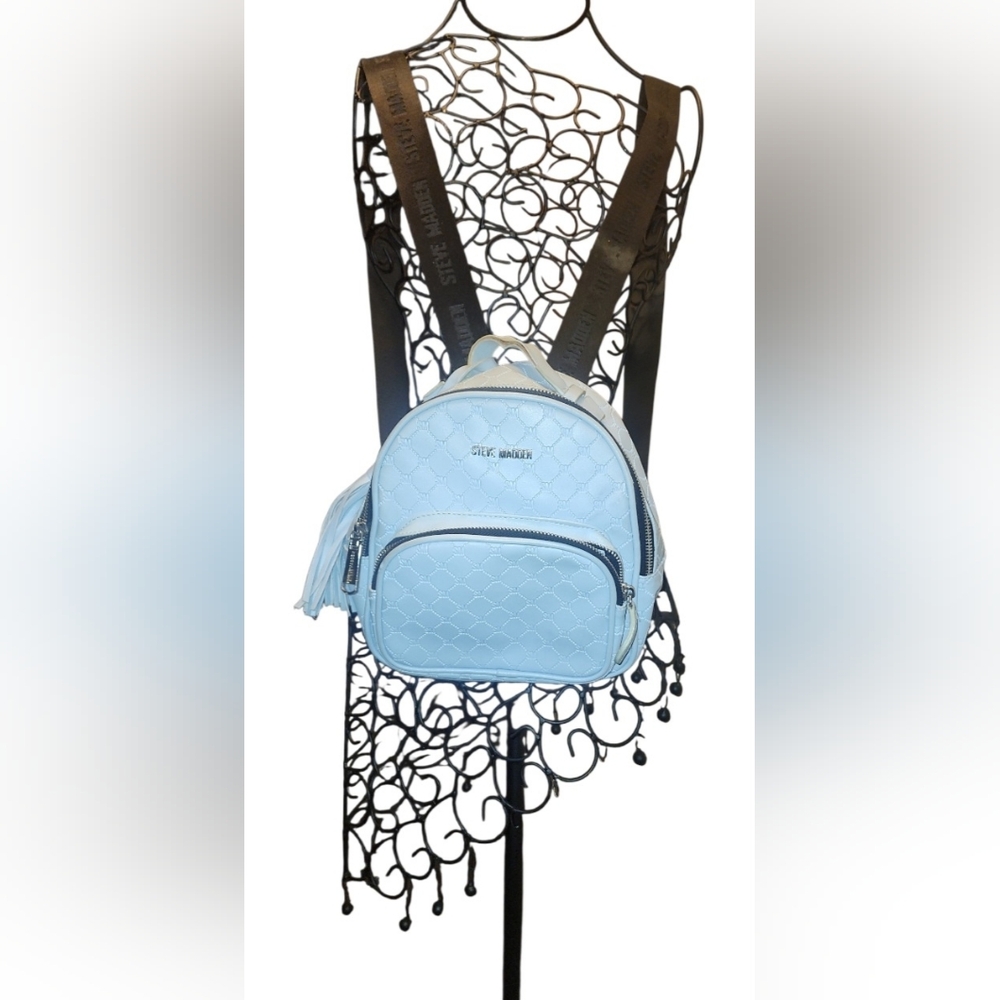 Steve Madden Light Blue Quilted Backpack